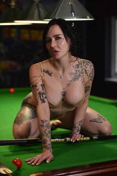 Eva Ray playing with her pussy on the pool table
